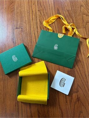 Goyard Green & Yellow Jewelry Box Set with Branded Logo